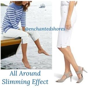 White Denim Capri Pants All Around Slimming Tummy Control Gloria Vanderbilt Sz 8